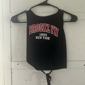 Cropped with ties black tank top